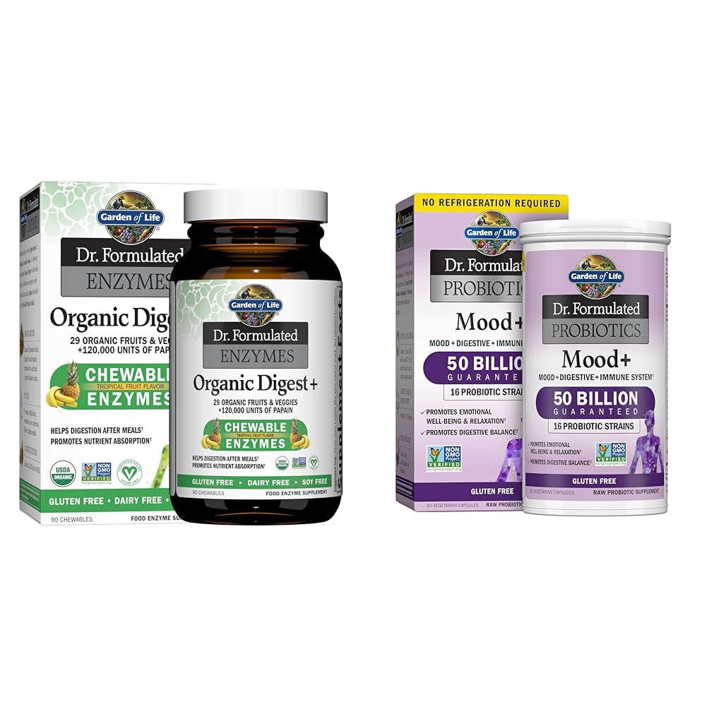 Papain, Bromelain & Dr. Formulated Probiotics Mood +를 가진 생명 박사 공식화 소화 효소의 정원 Acidophilus Probiotic 보충