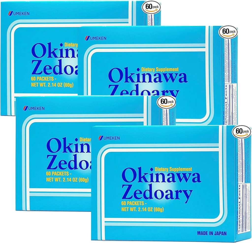 Umeken Okinawa Zedoary Purple and White Turmeric with Fermented Cabbage Extract, 여성 및 남성을위한 Gut Health Supplements, Zedoary Root, Turmeric Supplement, 60 카운트, 4 팩