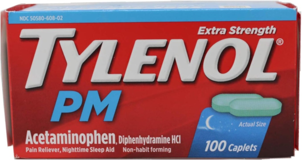 TYLENOL PM 여분 힘 고통 Reliever/Nighttime 수면 보조 모자 100개 ea