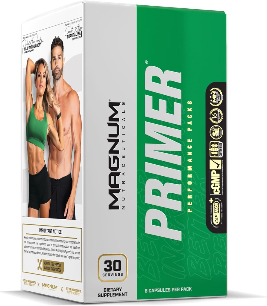 Magnum Nutraceuticals Primer Vitamin Packs for Women & Men, Daily Nutrient Supplement - Travel-Friendly Multivitamin Support Heart, Joint, Digestive 및 Organ Health (30 팩)