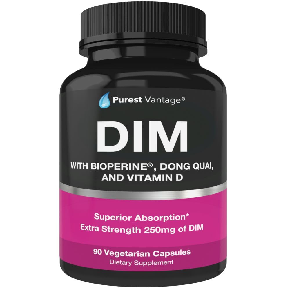순수한 DIM 보충교재 250mg Diindolylmethane 플러스 BioPerine와 Dong Quai - 여성과 남자를 위한 호르몬 균형 지원, Menopause & 에스트로겐 지원 - 90 채식 캡슐