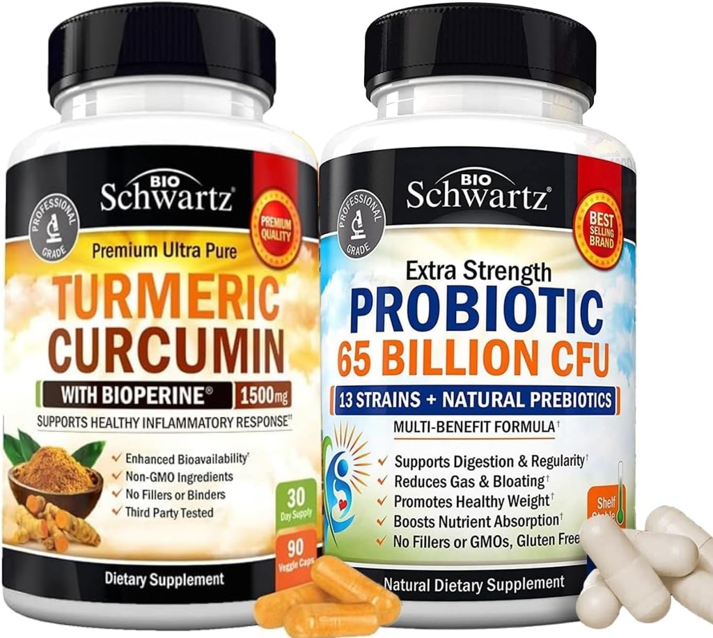 65 억 CFU 매일 Probiotic 보충교재 (1 달 공급) 흑퍼 추출물 1500mg Complex (Trial 크기)를 가진 Turmeric Curcumin 플러스