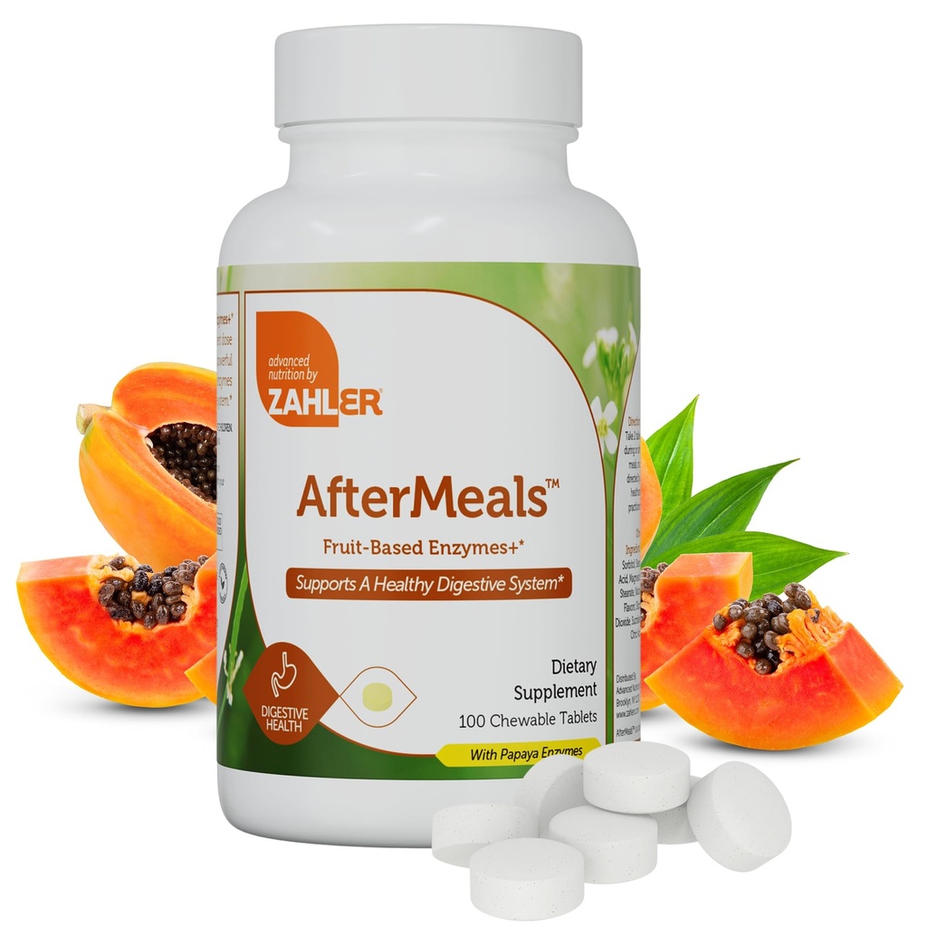Zahler AfterMeals 소화 건강에 대한 소화 효소 - 여성을위한 Chewable Fruit-Based Digestive Enzymes & Papaya와 Pineapple의 힘을 가진 남자 - Kosher Gluten Free Made in USA (100 태블릿)