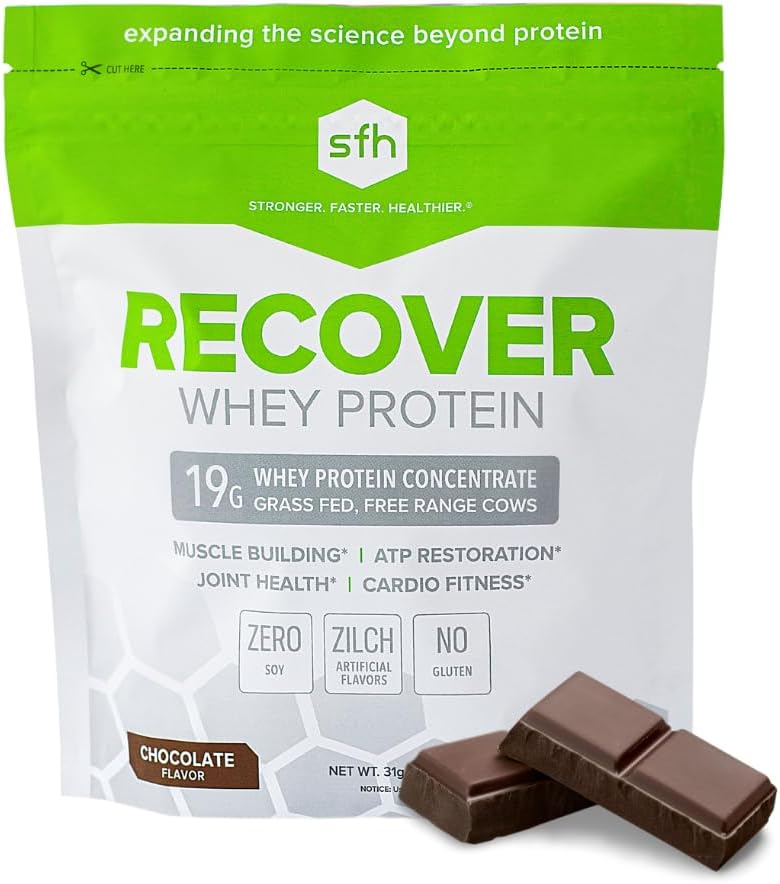 SFH Recover Whey Protein Powder (Chocolate) Great Tasting Grass Fed Whey for Post Workout | 모든 자연 | 아니 Soy, 글루텐 없음, RBST 없음, 인공 풍미 (20 서빙백)