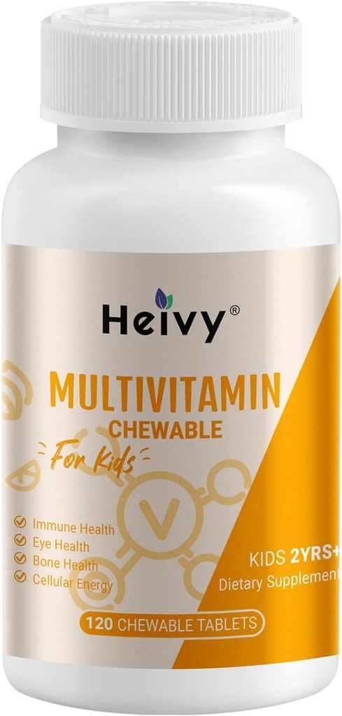Heivy 유아 Multivitamins, 아이 Chewable 비타민 D3, C, 비타민 B12, B6, 비타민 A, E & Immune 지원과 건강을 위한 아연, 120 Chewable 정제