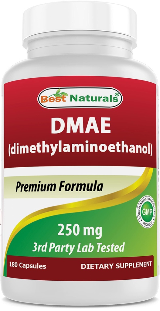 최고의 자연 DMAE 보충교재 250 mg 180 캡슐 - Dimethylaminoethanol Bitartrate