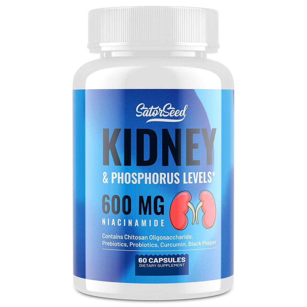 Kidney Cleanse Detox & Repair – 600mg Niacinamide, Chitosan Oligosaccharide, Curcumin, Probiotics와 Kidney 지원 보충 – 60 캡슐