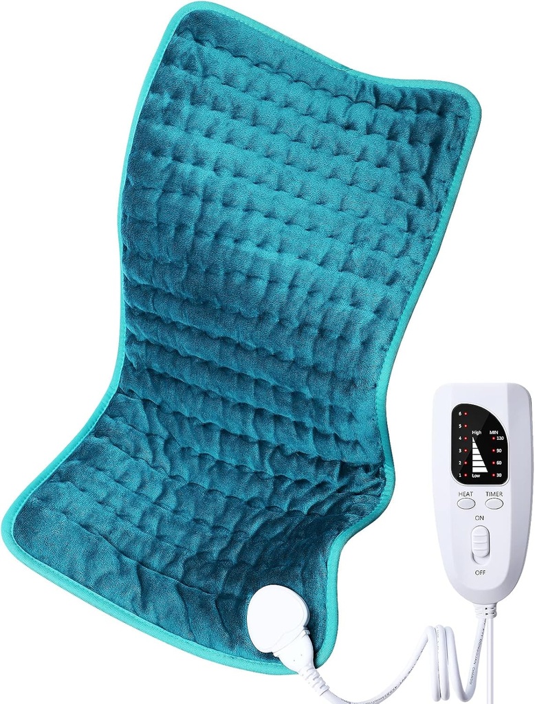 Back/Shoulder/Neck/Knee/Leg 고통 구호를 위한 전기 난방 패드, 6 빠른 난방 조정, 자동 떨어져, 기계 빨 수 있는, Moist 건조한 열 선택권, 여분 큰 12" x24”