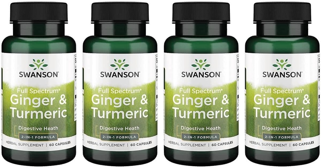 Swanson Full Spectrum Ginger & Turmeric 60 캡슐 4 팩