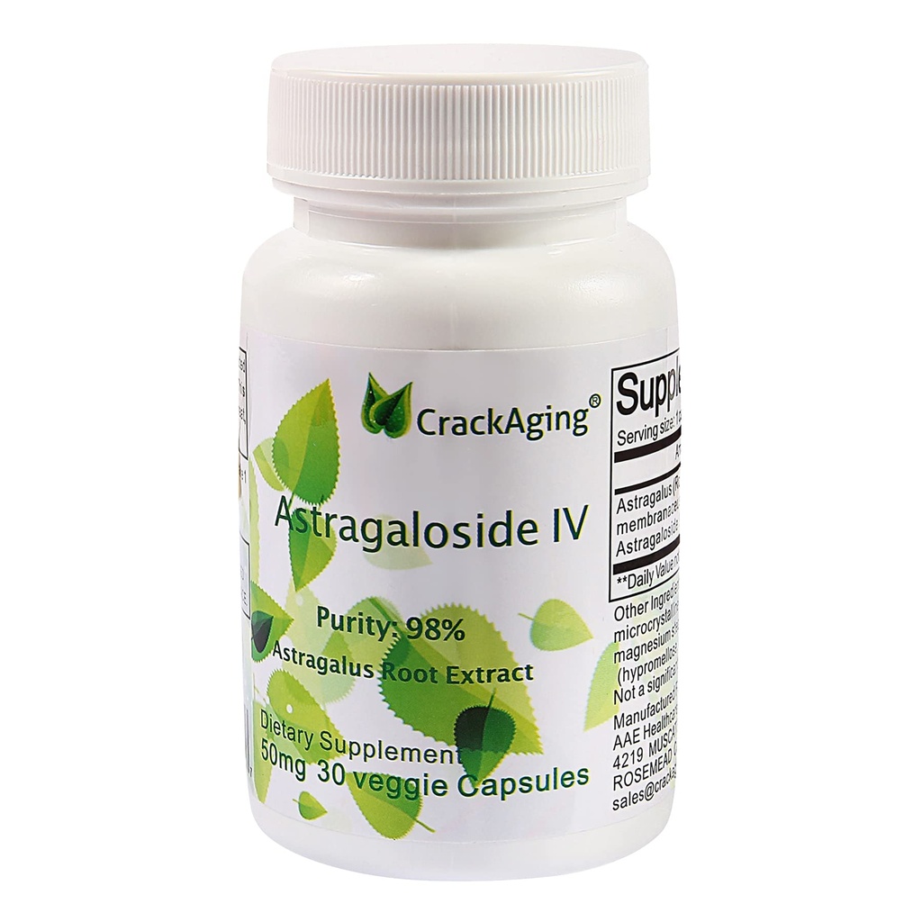 금기 최고 흡수 Astragaloside IV 98% 50mg 30의 캡슐 노화 방지 DNA 세포 Telomere Astragalus 뿌리 보충교재