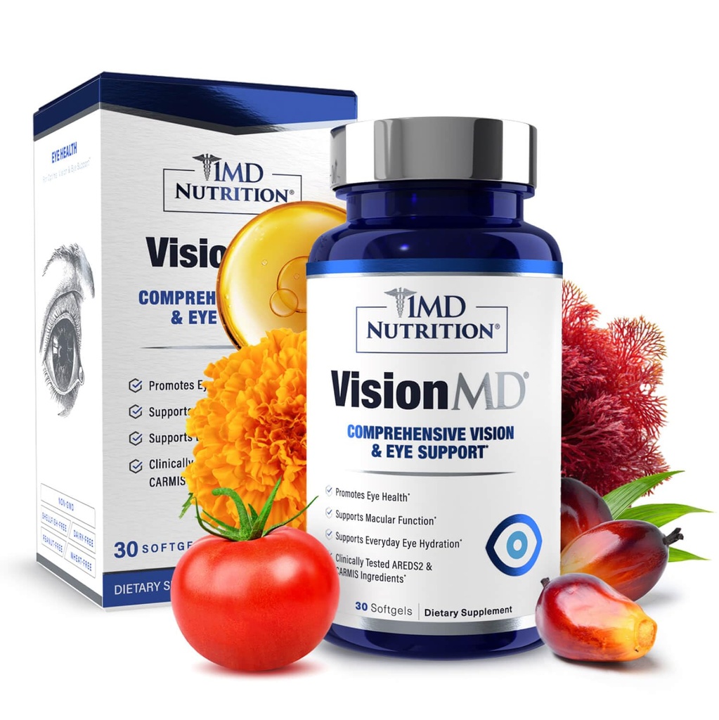 1MD 영양 VisionMD 눈 비타민 CARMIS - 성인을위한 눈 보충 - OptiLut Lutein & Zeaxanthin - Vision Health Care, Everyday Eye Strain, & Occasional Dry Eye - 30 Softgels 지원