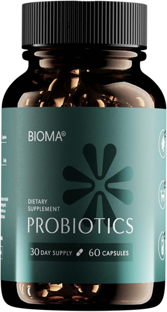 무게 관리 & 소화 건강을 위한 BIOMA Probiotics, 1개의 Gut 건강 Probiotics 및 Prebiotics/Postbiotics, 감속 방출 Synbiotic Probiotics에 대하여 3개의 Gut 건강 Multi Enzyme (60의 모자)