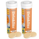 Drinklits Orange Daily Hydration Tablets (2) 튜브 번들 | Essential Electrolytes – 0g Sugar – Replenishing Hydration Drink | 20 서빙 - 10 튜브 당 정제