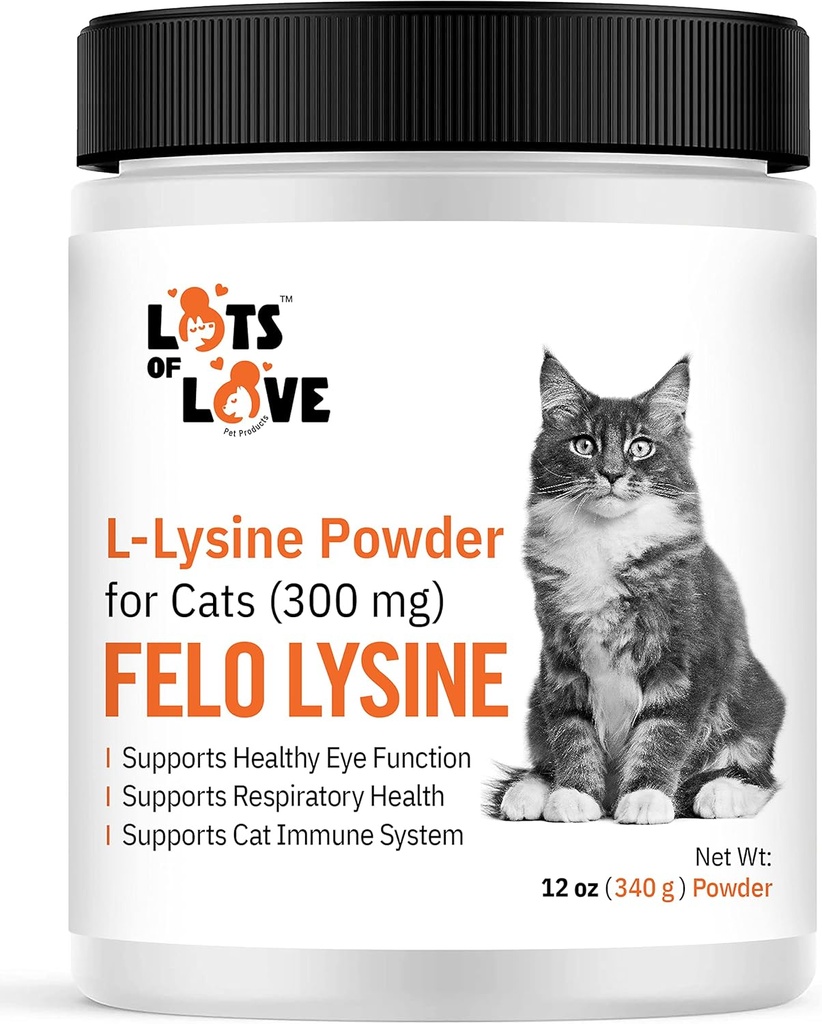FELO LYSINE - 고양이를위한 L-Lysine 분말 300 mg (토마 애완 동물 귀걸이), 12 oz