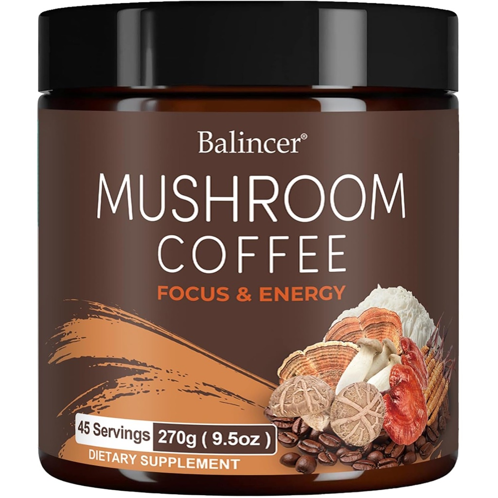 버섯 커피, 사자 Mane, Cordyceps, 터키 꼬리 및 더 많은, 초점, 에너지, 면역 및 소화 지원을 위한 즉시 버섯 커피를 가진 6개의 Adaptogenic 버섯