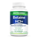 Pepsin과 효소 과학 베타인 HCl - 낮은 Stomach 산을위한 보충 - 베타인 염산염 보충 - 소화 효소 - Enzimas Digestivas - 120 캡슐