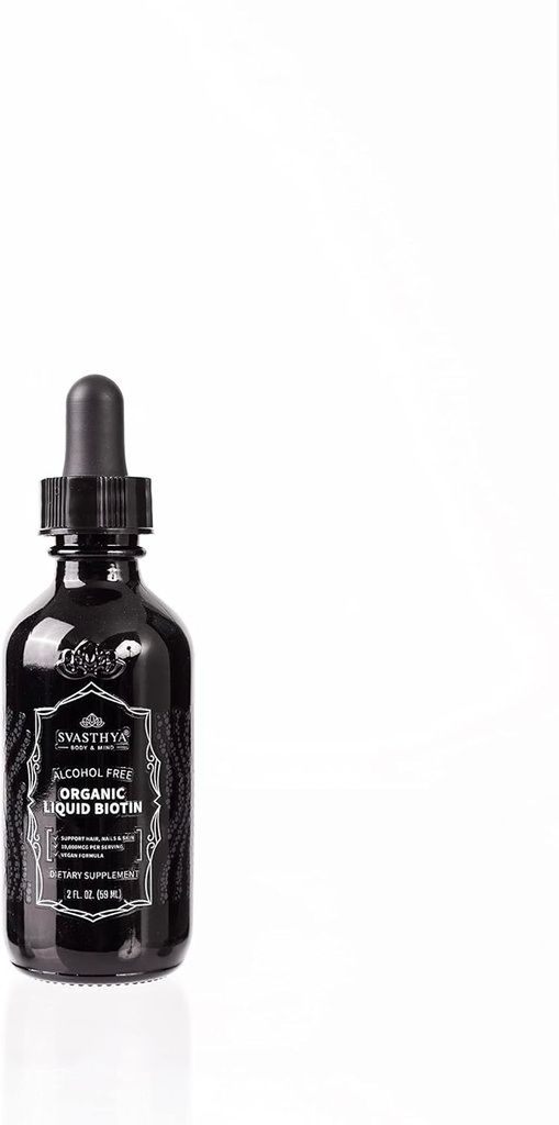 Svasthya Body & Mind Organic Liquid Biotin Drops for Strong Hair growth - 여성을위한 비타민 B 복합체 - 천연 머리 성장 보충교재