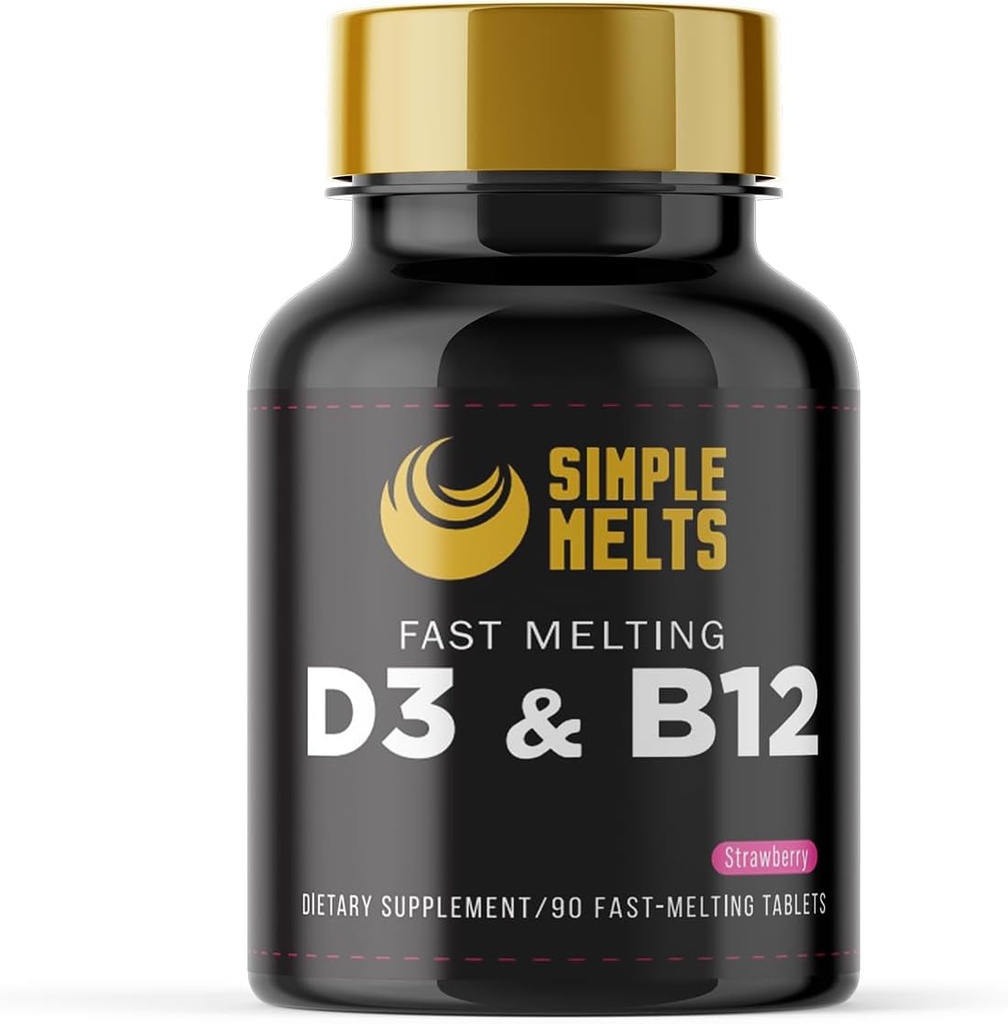 분해성 Bariatric D3 B12 | 비타민 B12 2500mcg & D3 125mcg 5000IU B 12 및 D 3 정제 | 뼈, 면역 지원 | 딸기 풍미 | Vegan | 설탕 무료, 90 일 공급