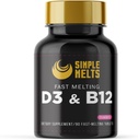 분해성 Bariatric D3 B12 | 비타민 B12 2500mcg & D3 125mcg 5000IU B 12 및 D 3 정제 | 뼈, 면역 지원 | 딸기 풍미 | Vegan | 설탕 무료, 90 일 공급
