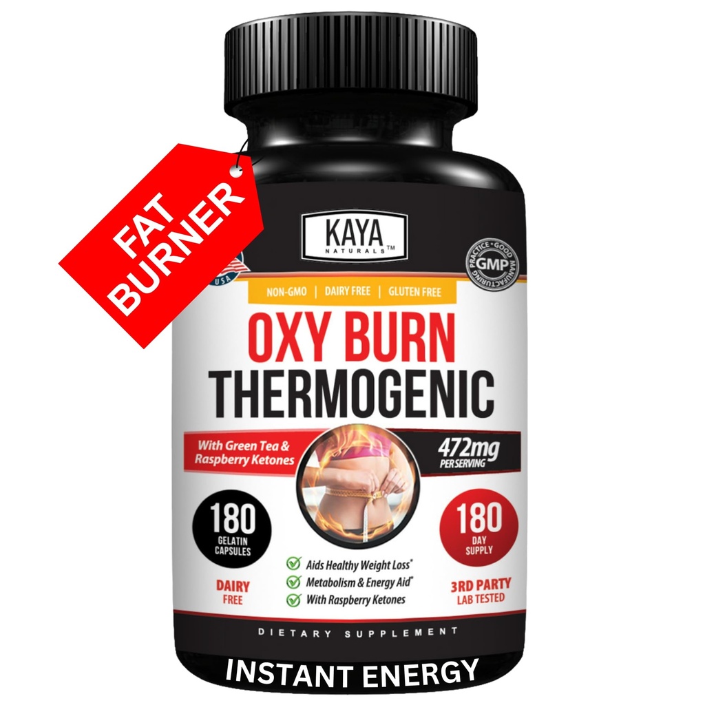 Kaya Naturals Oxy Burn - 활동적인 생활을위한 열성 초본 공식 - Non-GMO & 글루텐 - 무료 180 카운트