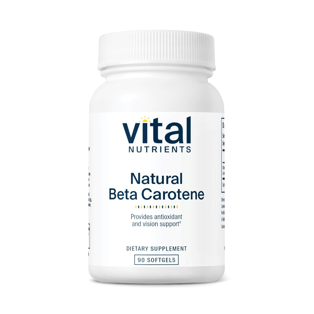 Vital Nutrients Natural Beta Carotene 25,000IU | 비타민 A의 전구체 | 고 복용량 산화 방지제 | 비전, 피부, 건강 지원 | 글루텐, 유제품, 소이 무료 | 90 Softgels