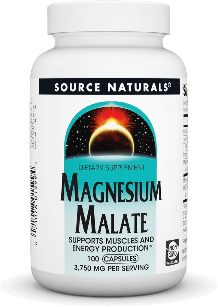 Source Naturals Magnesium Malate 3750 mg per 서빙 에센셜 마그네슘 말리 산 보충 - 100 캡슐