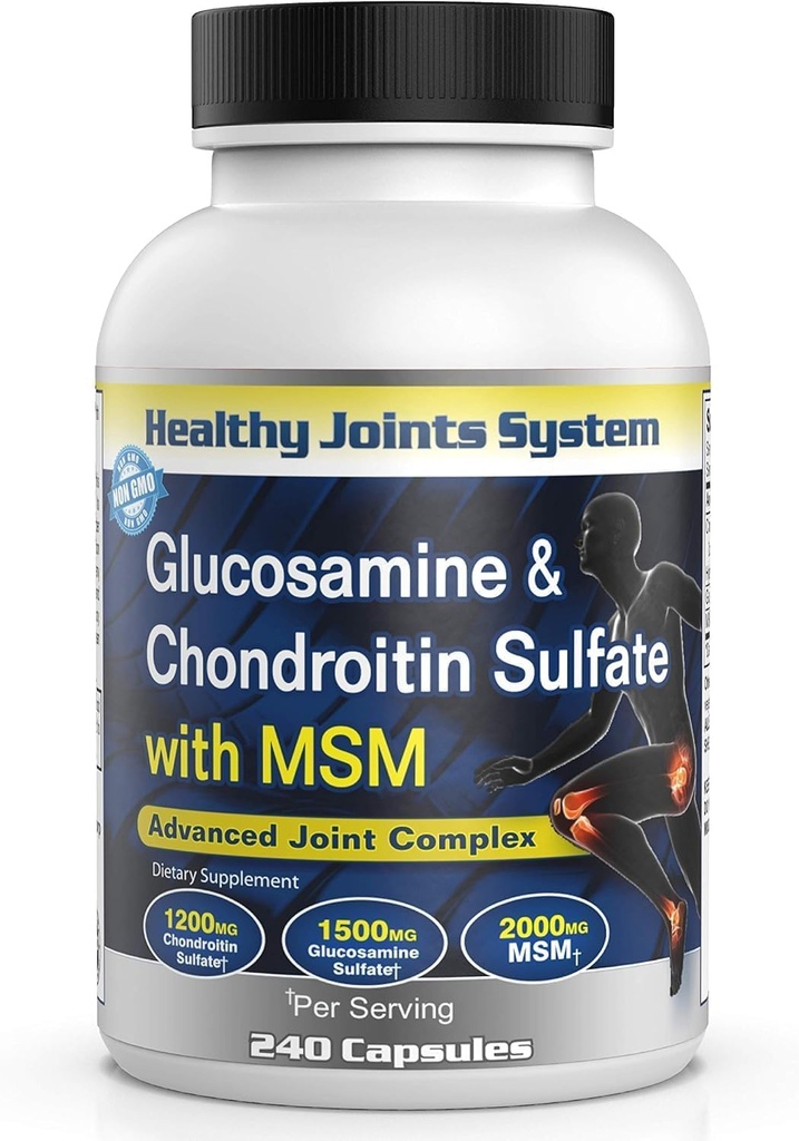 Glucosamine, Chondroitin & MSM을 가진 진보된 Mobility & 융통성 지원 공식 – 활동적인 라이프 스타일 & 매일 웰니스를 위한 240의 캡슐