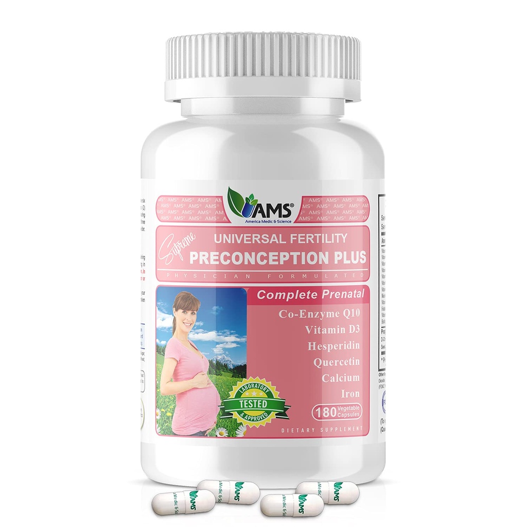 미국 Medic & Science Preconception Plus (180 캡슐) Conception and Fertility Supplement|Psician Formulated Pills to Support Conception | 여성에게 가장 친한 비타민