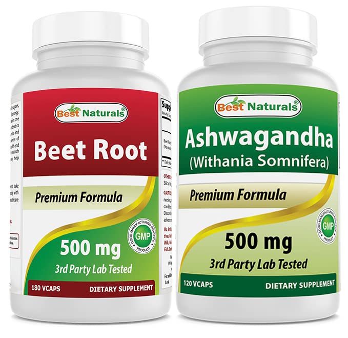 Beet 뿌리 분말 500 Mg & Ashwagandha 추출물 500 Mg