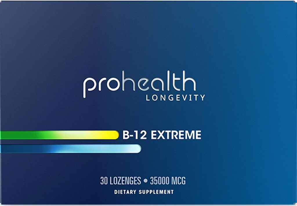 ProHealth 비타민 B 12 Extreme- 35,000 mcg 메가 복용량, 7 X 강도 (30 하위 언어 장애 정제) 추가 강도, B 12 비타민, Methylcobalamin, Dibencozide, Cyanocobalamin, Hydroxocobalamin