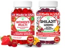 Lunakai USA Made Women Multivitamin & Shilajit Gummies Bundle – 에너지, 면역 및 활력 지원 – 자연적으로 맛 – 60 비 GMO Gummies 각각