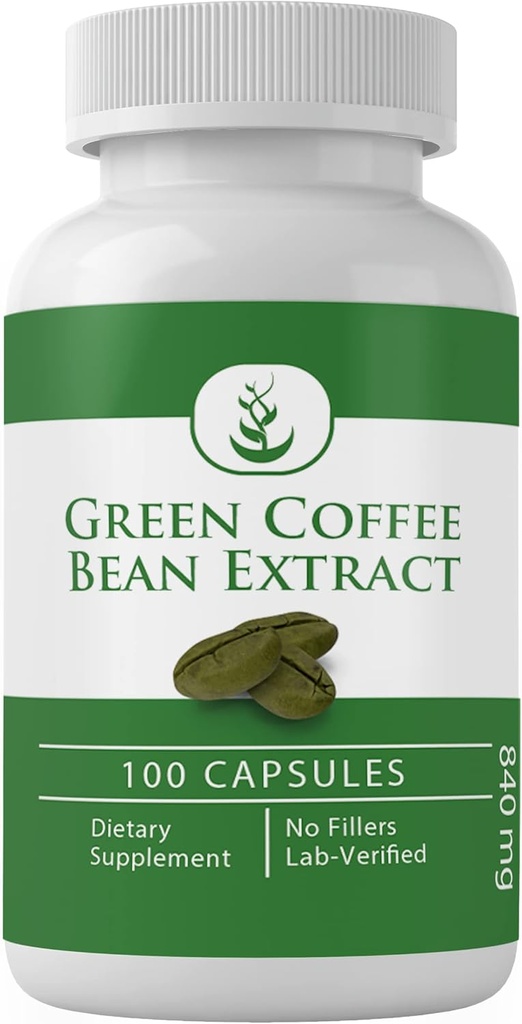 PURE ORIGINAL INGREDIENTS 녹색 커피 콩 추출, (100 캡슐) 항상 순수, 첨가제 또는 필러 없음, 실험실 검증