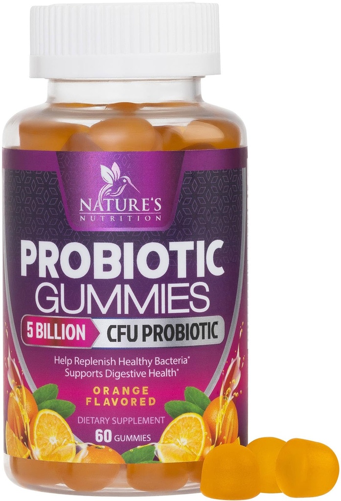 여성 및 남성의 소화 건강을위한 Probiotic Gummies, 5 억 CFU, Vaginal, 면역 지원 및 Gut 건강을위한 최고의 Daily Probiotics Gummy, Occasional 변비 가스 및 Bloating, 60 Gummies