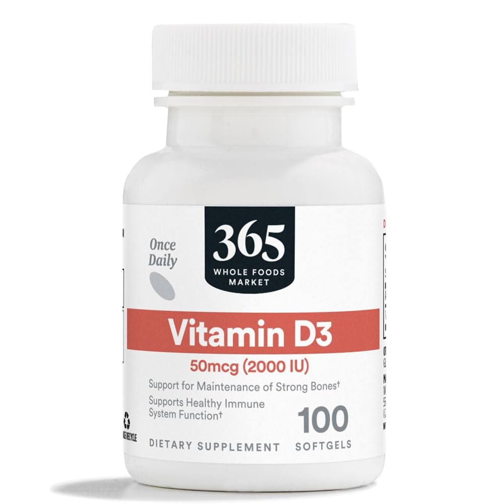 전체적인 음식 시장, 비타민 D3 Softgels, 2000 IU, 100 CT에 의하여 365