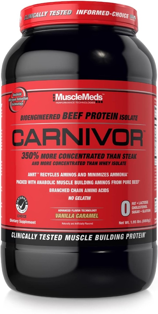 MuscleMeds Carnivor, 밝은 갈색, 바닐라 Caramel, 1.95 파운드 (팩의 1)