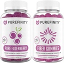 PUREFINITY 섬유 + Elderberry Gummies 번들 (Inulin FOS Prebiotic 섬유 Gummies + 아연 & 비타민 C를 가진 두 배 힘 Elderberry Gummies)