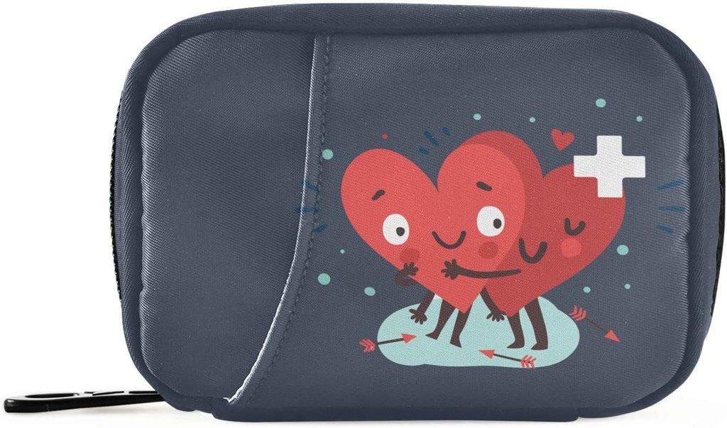 Naanle Pill 주최자 Heart with Cross Pill Box 7 Day Pill Case Bag Travel Pill 주최자 가방 지퍼 휴대용 주간 케이스 컴팩트 사이즈 비타민 보충 홀더
