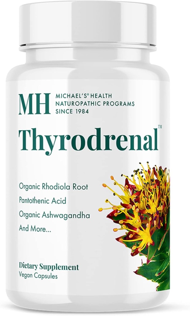 MICHAEL의 건강 Naturopathic 프로그램 Thyrodrenal - 120 Vegan 캡슐 - 지원 Thyroid & Adrenal 건강 - 비타민 C - 60 서빙