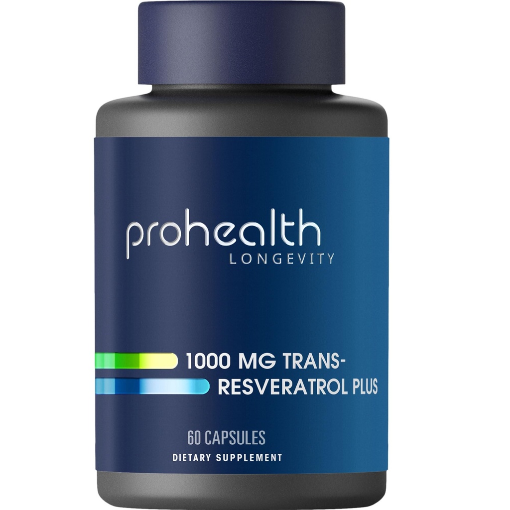 ProHealth Resveratrol 1000mg | Pure Trans-Resveratrol | Plus Quercetin, Red Wine & Green Tea Extract | 세포 건강, 기억, 건강한 노화를 지원하기 위해 임상적으로 장식 된 | 60 캡슐