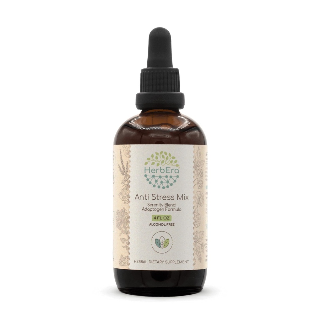 안티 스트레스 믹스 B120 알코올 무료 추출물 아연, Eleuthero 루트, Rhodiola 루트, Schisandra Berry, Gotu Kola 허브, Holy Basil 허브. Serenity Blend : Adaptogen Formula 4 Fl Oz