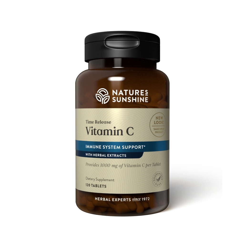 Natures Sunshine Vitamin C Time release, 1000 mg, 120 정제 | 면역 체계 및 습지 위험 무료 방사선 조사 지원