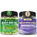 NEVISS Melatonin 60mg Gummies + 검정씨 기름 Gummies