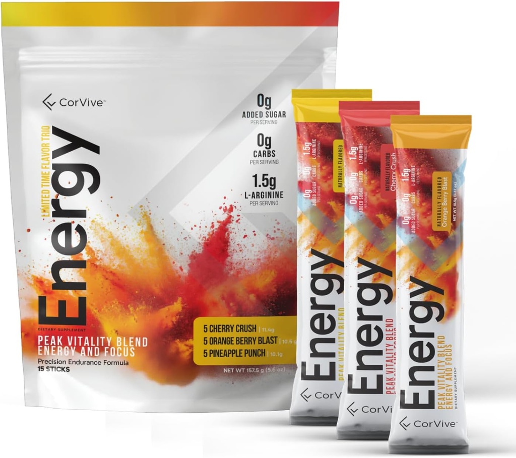 에너지 음료 혼합 다양성 팩 - Carnosyn®, Ashwagandha, L-Arginine, Theobromine - Zero Sugar, 5 Calories, 120mg Caffeine과 천연 에너지 및 초점 보충