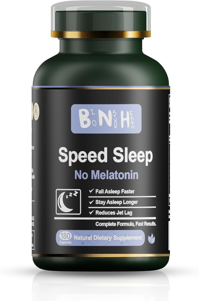 BNH 속도 수면 - 멜라토닌 무료 포뮬러 - 고대 중국 Remedy - 15 허브 - 가을 & Stay Asleep Faster - Wake Refreshed & Energized - No Groggy Feeling - Relax - Calms Mind- Drug Free - 180 카운트