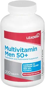리더 남성 50 + 멀티 비타민 정제 200 Ct. 50 이상 남성을위한 매일 웰빙