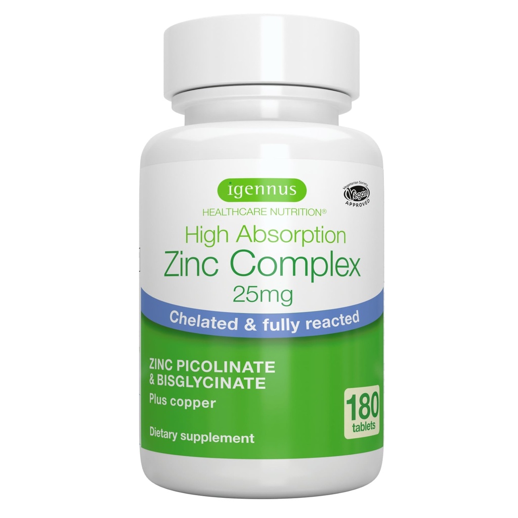 Igennus는 구리, 완전하게 반응한 Picolinate & Bisglycinate, 여자 & 남자, 실험실 확인된, 비 GMO, Immune & 피부 지원, 6 달 공급을 위한 보충을 위한 높은 흡수 Complex, 보충합니다