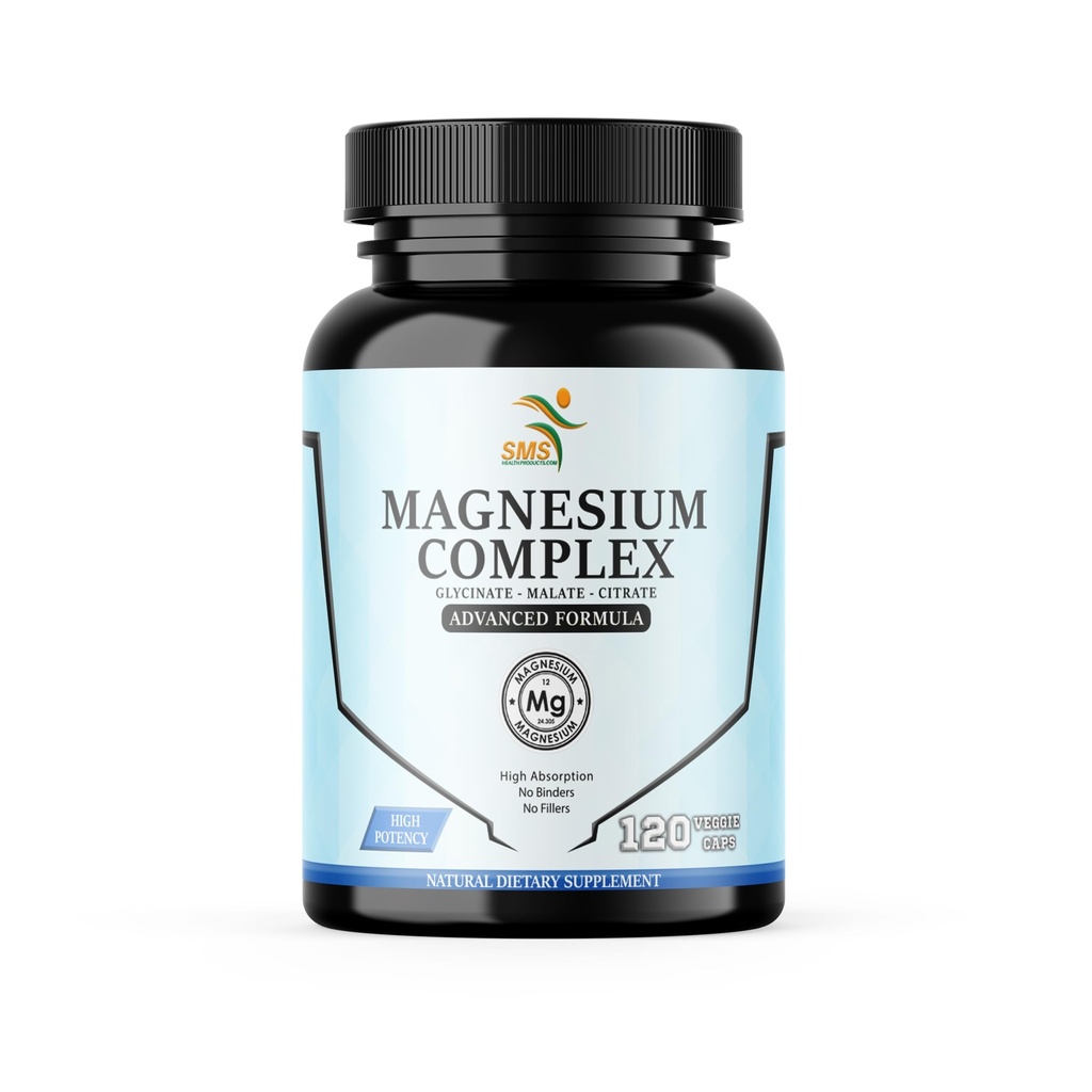 마그네슘 복합재 | 마그네슘 470mg, 말레이트, & 근육, 나브, 에너지용 시트레이트 | 고 흡수 | Vegan, Non-GMO | 120 캡슐