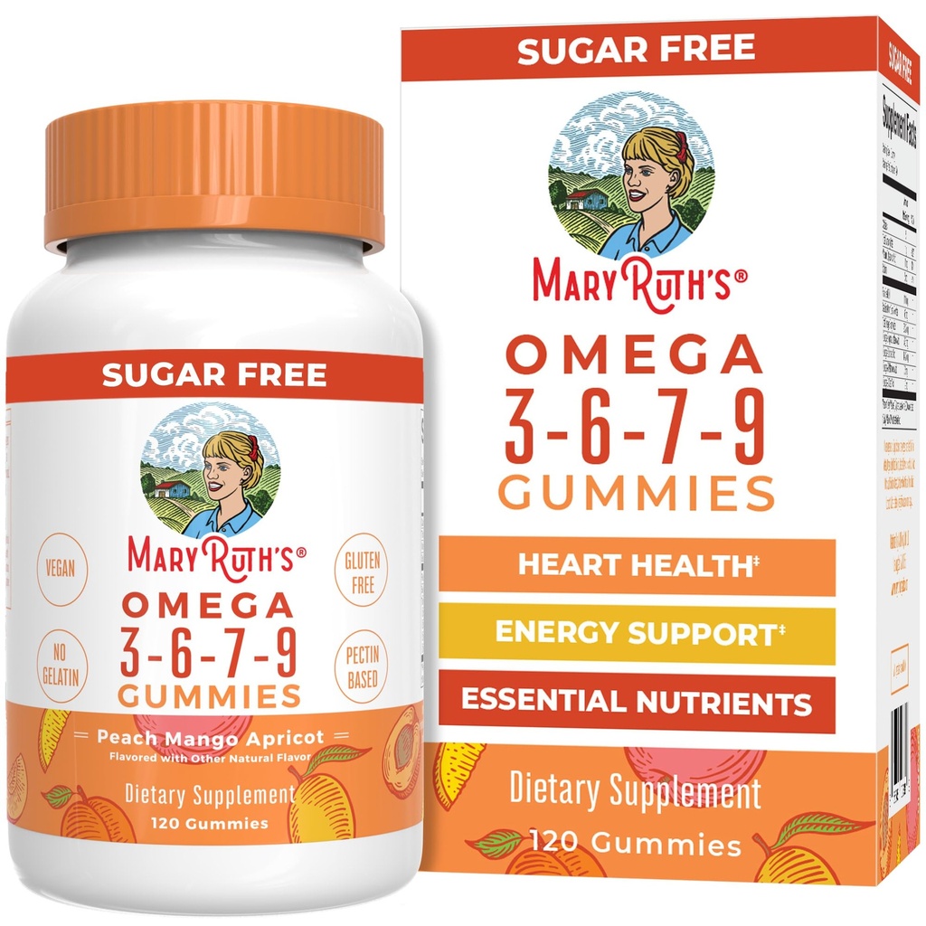 MaryRuth Organics Vegan Omega 3 6 7 9 Gummies | 최대 4 개월 공급 | Flaxseed Oil의 오메가 3 보충 | 오메가 3 구미 | 물고기 맛 | 비 GMO | 120 개