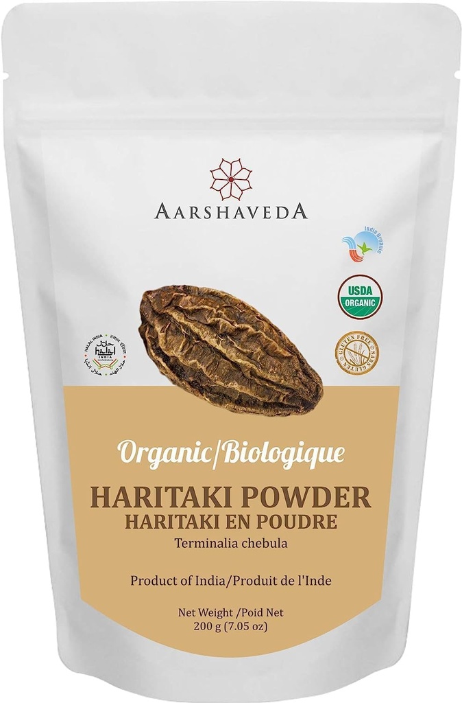 SS Ayurvedic Haritaki Powder | Churna | 유기농 | 천연 Harde Powder | EU Organic | 200 Gm의 팩