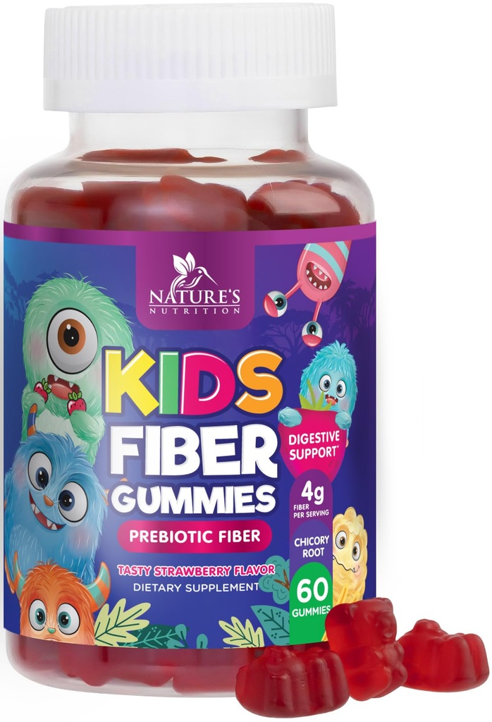 아이를 위한 섬유 Gummies, 매일 4g 거미 섬유 보충교재, Prebiotic Digestive 건강 지원 - 성격의 식물에 근거한 수용성 섬유, 지원 일정한 & 아이 비 GMO를 위한 소화 - 60 Gummies